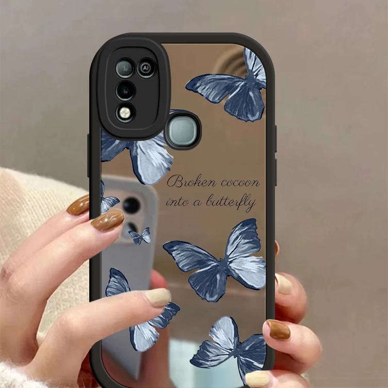 Fasion Butterfly Fasion Mirror Surface Per Infinix Hot 10 10S Lite 11 Pro Note 7 8 Smart 5 6 Nfc Play Makeup Mirror Coque Cover