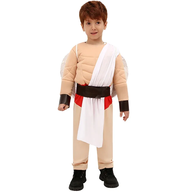 Kid Muscle Angel Tuta Con Ala Fancy Dress Up San Valentino Ragazzino Cupido Costume