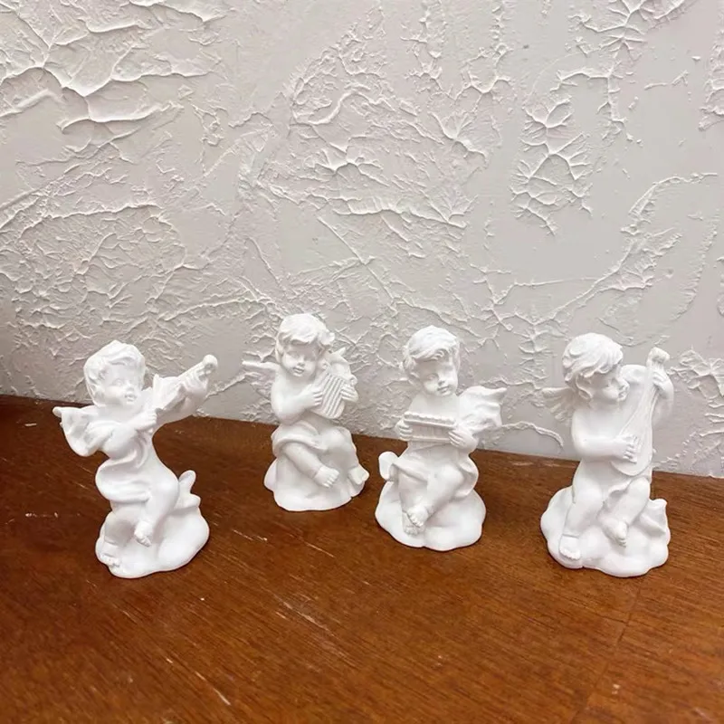 4Pcs Mini Resina Little Angel Statue Photography Puntelli Art Home Decoration Desktop