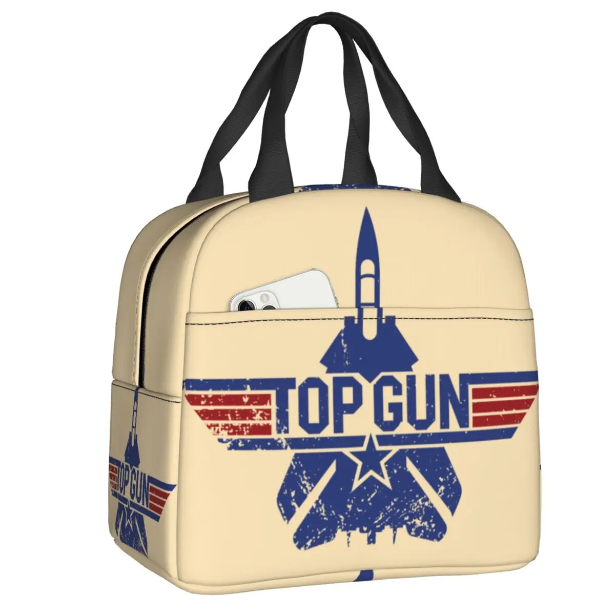 Top Gun Air Force Fighter Jets Portable Lunch Box Waterproof Maverick Movie Cooler Thermal Food Insulated Lunch Bag Office Work