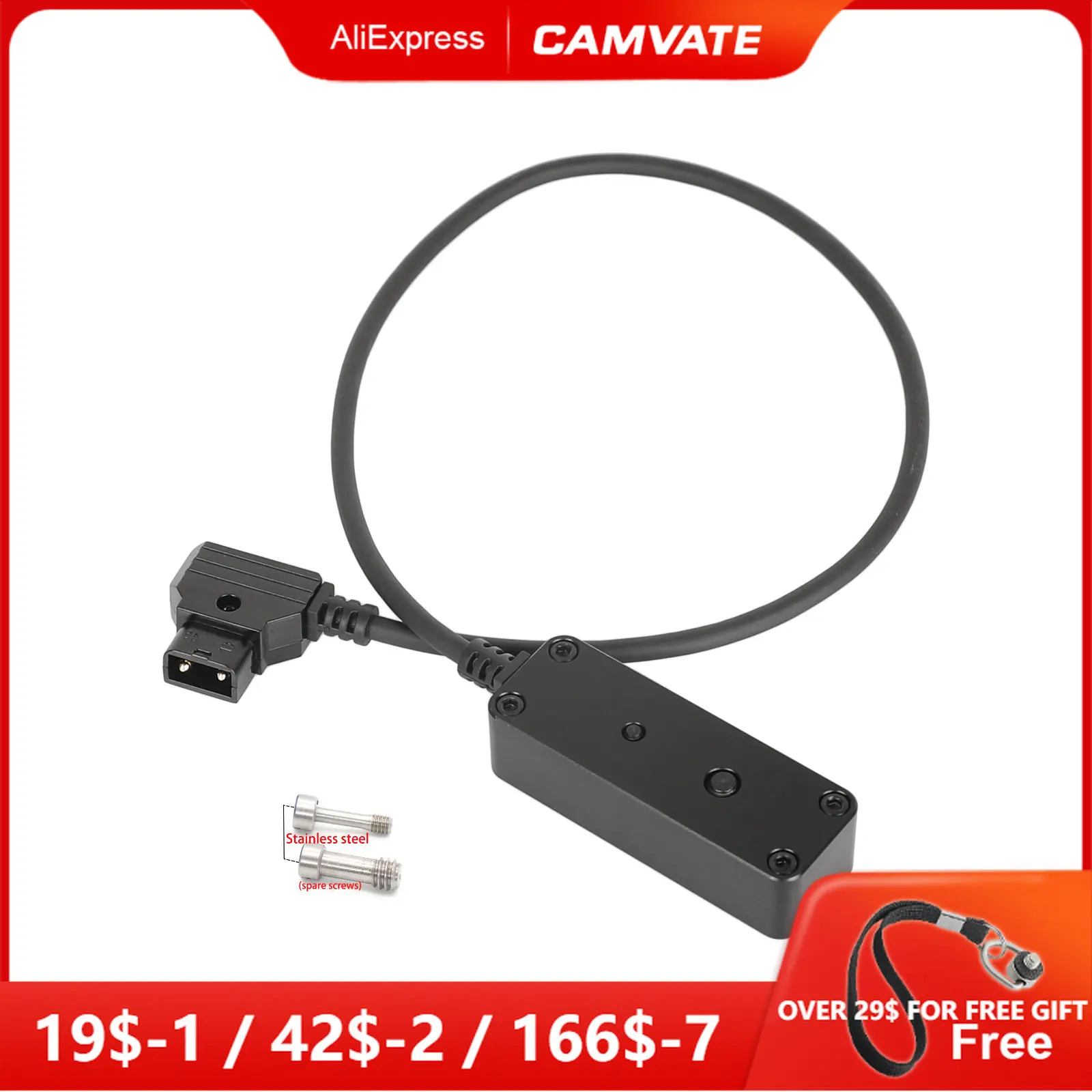 Camvate Maschio D-Tap Tipo B A 3 Porte Femmina D-Tap Adattatore Hub P-Tap Splitter Con Vite Filettata Ronin 2 Per Alimentazione Fotografica