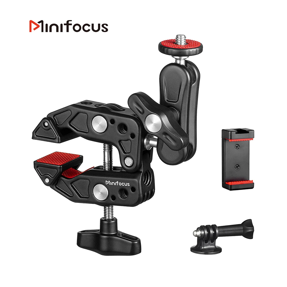 Super Camera Clamp Mount Double Ball Head Adapter Fence Desk Table Mount Per Dji Ronin-M/Insta360/Gopro Monitor Light Cell Phone