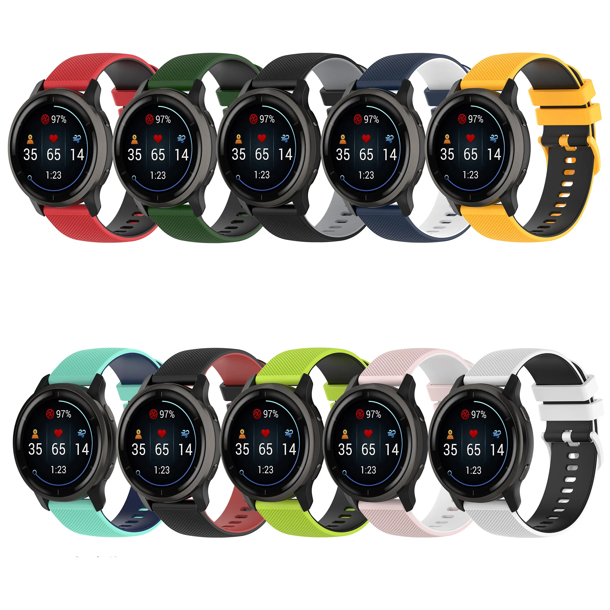 Cinturino Da 20Mm 22Mm Per Garmin Vivoactive3 Music 44Mm Venu Sq/Vivo Move Style/Venu2 Elastico Regolabile In Silicone Garmin Active Band