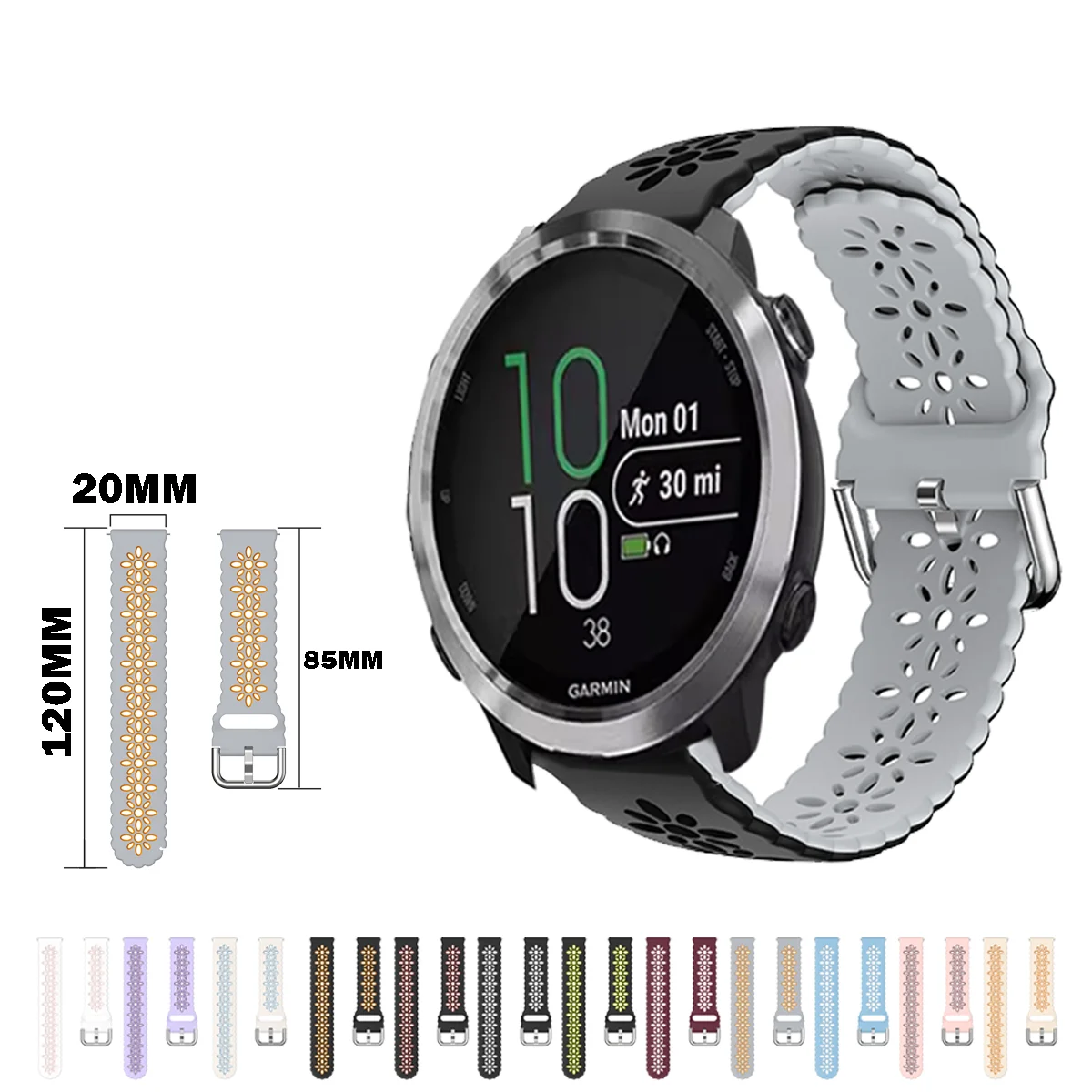 Per Garmin Forerunner 645/645 Music Plum Blossom Cinturino Doppio Colore Per Garmin Venu Sq 2 Bracciale In Silicone Dual Color Band