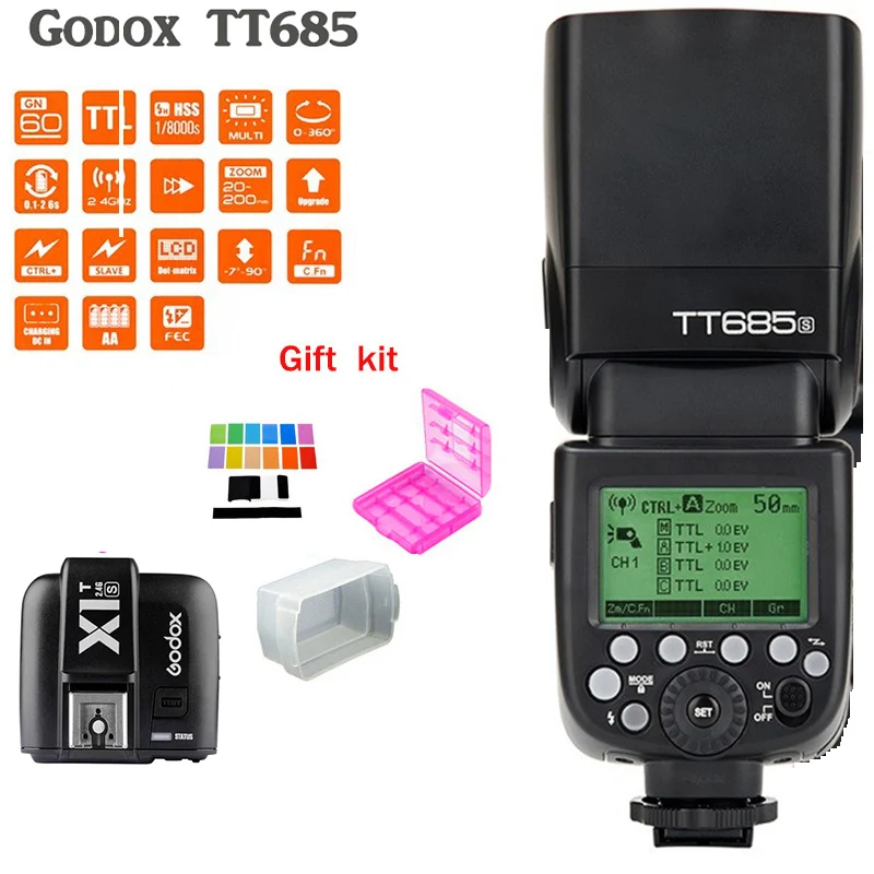Godox Speedlite Flash Light Tt685S Gn60 1/8000 S Hss Ttl + X1T-S Flash Trasmettitore (Mi Scarpa) Per Sony A58 A7Rii A7Ii A99 A7R