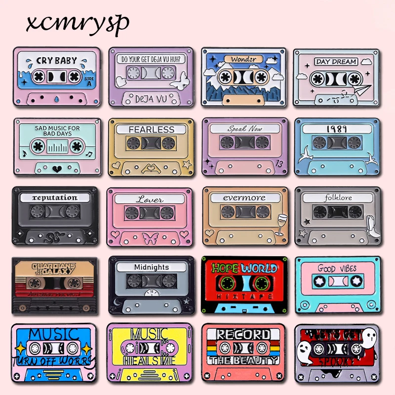 Cartoon Retro Hope World Tape Spilla Smaltata Cry Baby Lover Evermore Wonder Music Badge Pins Trendy Classic Zaino Jewelry Gift