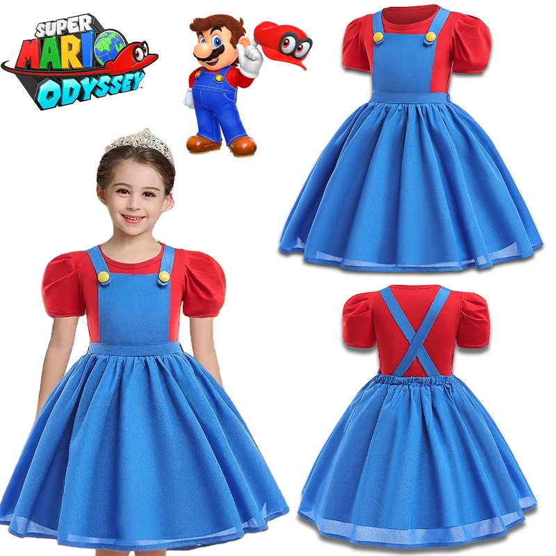 Super Mario Bros Movie Bambini Costume Cosplay Fancy Girls Dress Tuta Compleanno Halloween Carnival Party Costume Divertente Regalo