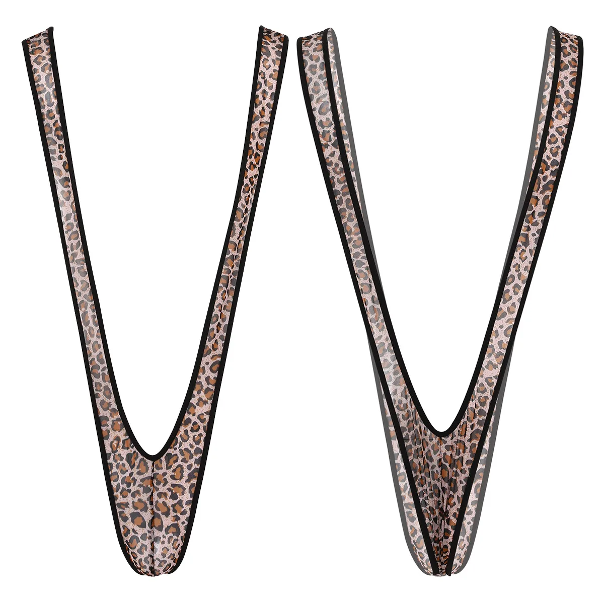 Chictry Maschio Mens Di Stampa Del Leopardo Di Un Pezzo Stretch Profondo Scollo A V-A Forma Di Mankini Thong Della Biancheria Intima Della Biancheria 