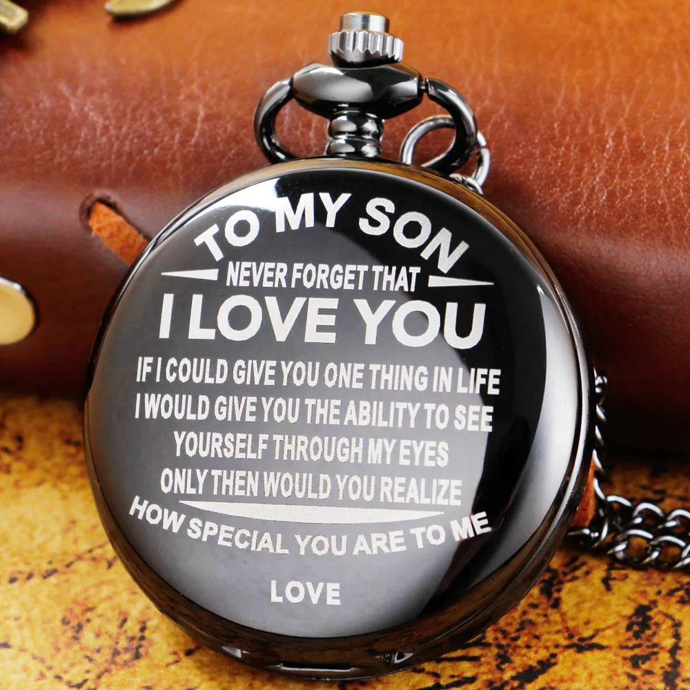 Vintage All Hunter Pocket Watch To My Son Printing Fashion Orologio A Catena Al Quarzo Orologi Regalo Di Compleanno Per Bambini Per Bambini