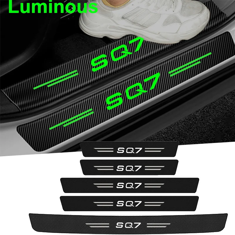 Luminous Car Door Soglia Scuff Plate Decalcomanie Trunk Sill Protector Stickers Per Audi Sq7 Logo Auto Door Entry Pedal Guards