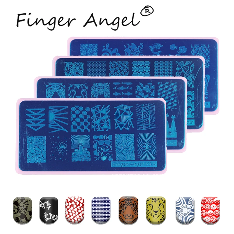 Linea Di Bambù Polpo Nail Stamping Plate Tiger Cat Snake Animal Smile Design Stamp Template Skull Image Printing Plate
