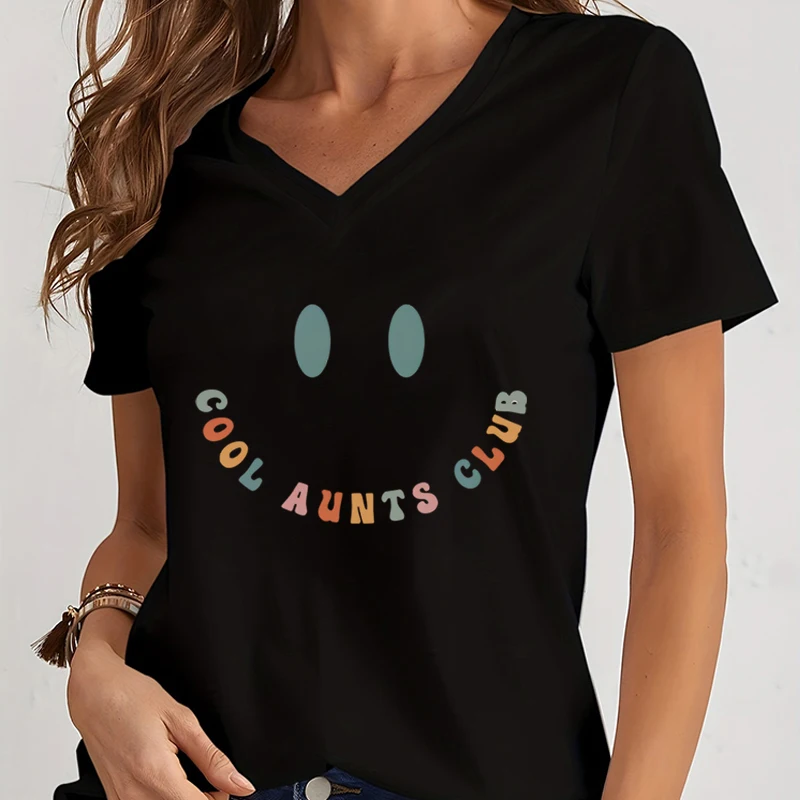 Abbigliamento Da Donna Cool Aunts Shirt Aunts Gift Magliette Da Ragazza Graphic Cool Aunts Club Felpa Maniche Corte Big Smile Y2K Camicie