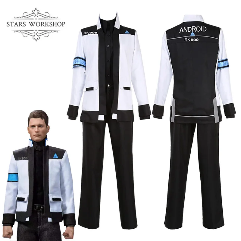 Detroit: Diventa Human Connor Cos Rk900 Agent Suit Uniform Uomo Donna Giacca Cappotto T-Shirt Pantaloni Costume Da Carnevale Di Halloween
