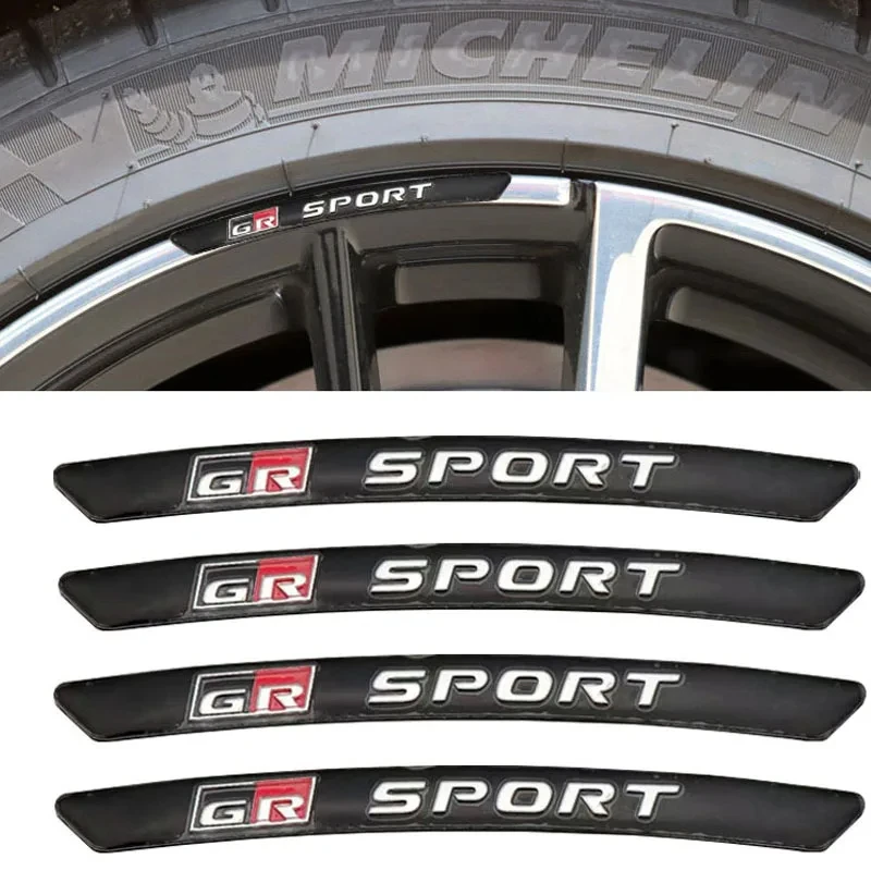 4Pcs Gr Sport Tire Sticker Adesivi Per Cerchioni In Alluminio Decalcomanie Per Toyota Grsport Emblem Badge Yaris Corolla Rav4 Camry Prado