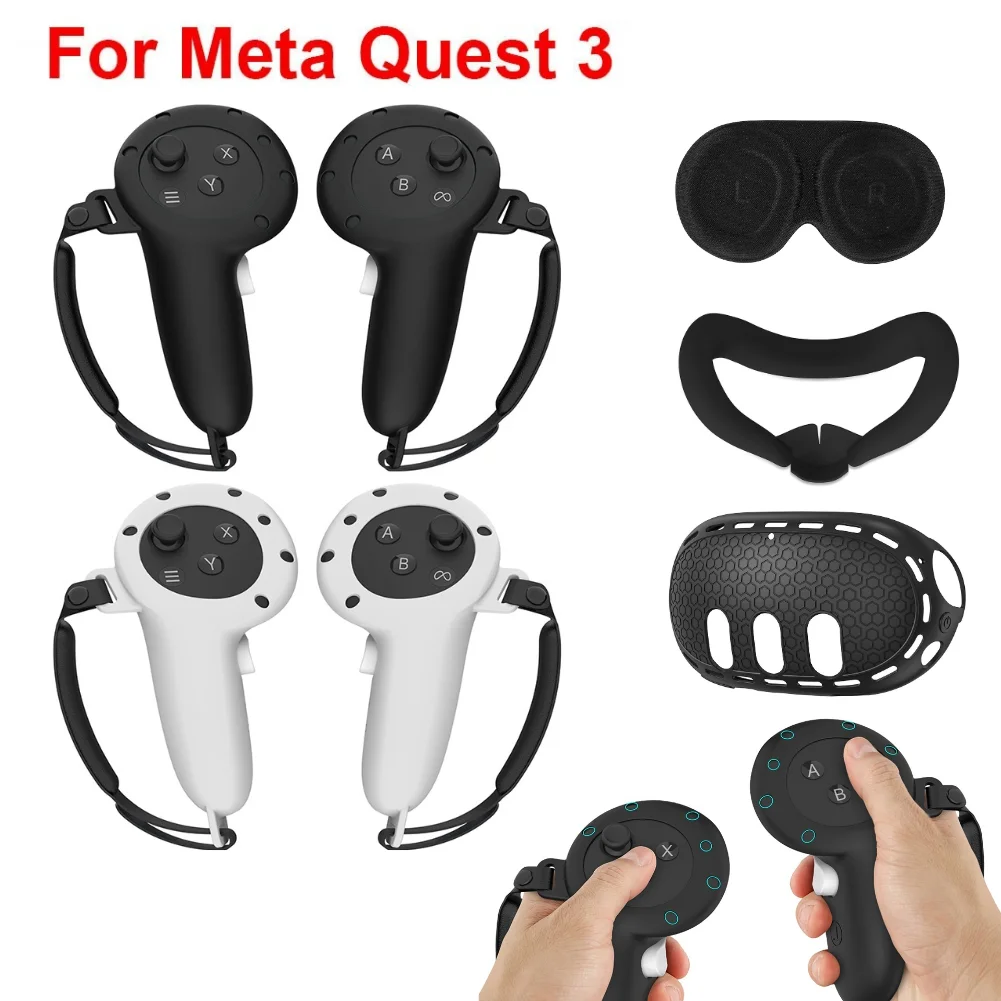 1 Paio Di Impugnature In Silicone Per Controller Di Gioco Impugnature Antiurto Con Cinturino Regolabile Per Impugnature Per Controller Meta Quest 3