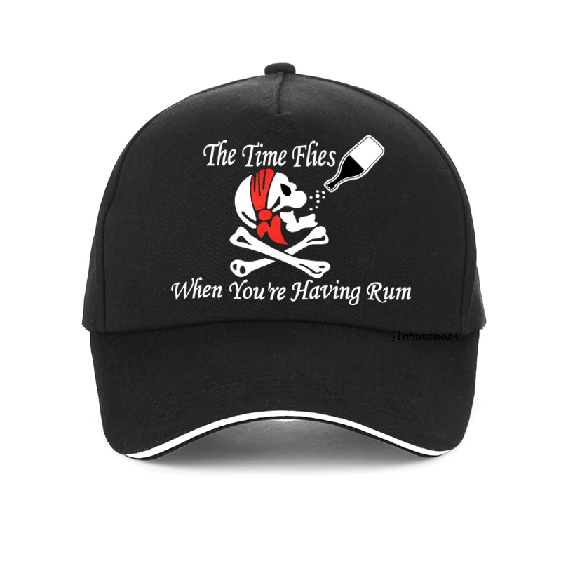 Divertente Jolly Roger Skull Bone Drinking Men Hat The Time Vola Quando Hai Rum Pirate Per Wine Bar Decoration Berretto Da Baseball