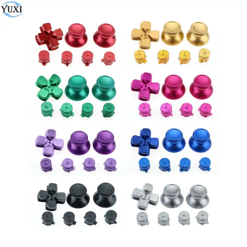 Yuxi Metal 3D Analog Joystick Stick Grip Caps + Action D-Pad Buttons + Abxy Bullet Buttons Per Controller Gamepad Ps4