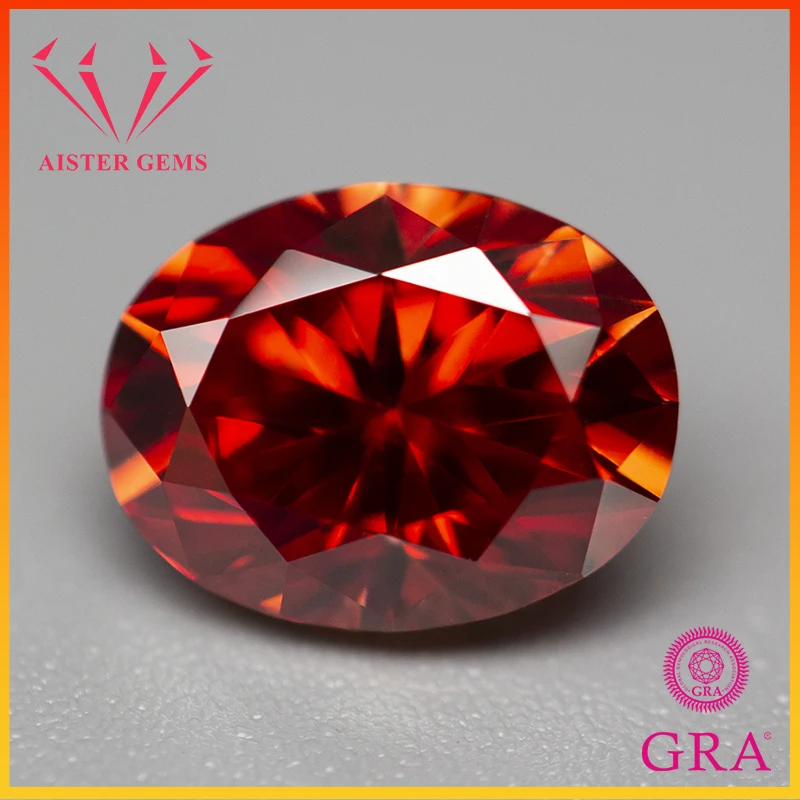Granato Colore Forma Ovale Moissanite Pietra Sciolta Vvs1 Da 0,5 Ct A 5,0 Ct Moissanite Lab Diamond Pass Tester Con Certificato Gra