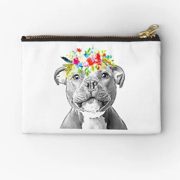 Stafter Bull Terrier Floral Crown Zipper Pouches Men Money Coin Key Piccola Biancheria Intima Imballaggio Pure Wallet Mutandine Pocket