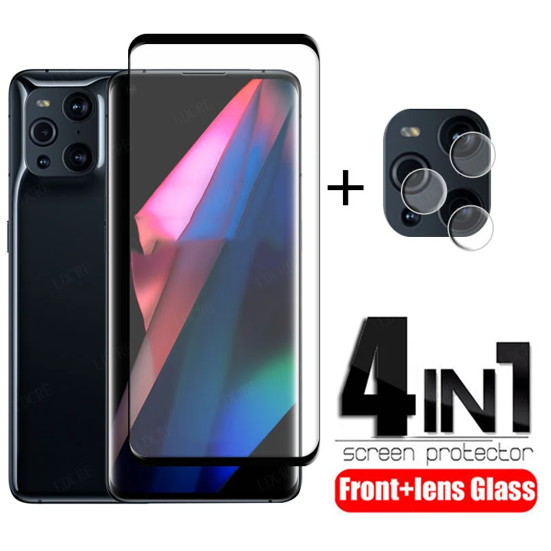 4-In-1 Per Oppo Find X3 Pro Glass For Find X3 Pro Phone Film Hd Protezione Dello Schermo In Vetro Protettivo Per Find X3 Pro X3 Lens Glass