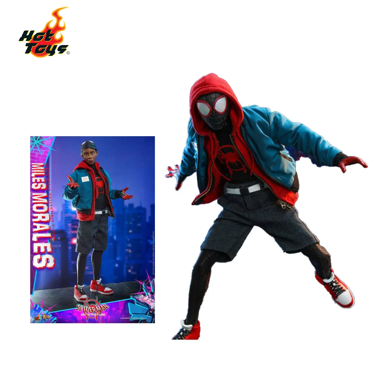 Stock Original Hottoys Spider Man Miles Morales Ht 1/6 Mms567 Diecast Spider Man Nel Modello Di Personaggio Del Film Spider Verse