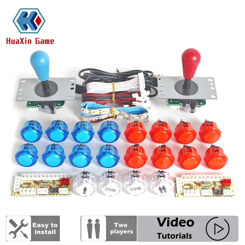 Zero Delay Arcade Cabinet Kit Fai Da Te 5V Led Strip Copy Sanwa Pulsante Trasparente Joystick 2 Player Coin Usb A Pc Raspberry Pi