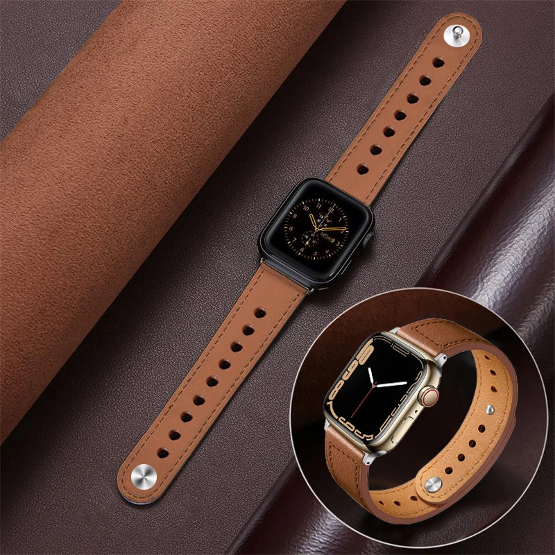 Vera Pelle Per Apple Watch Ultra 49Mm 40Mm 45Mm 41Mm 42Mm 38Mm 44 45Mm Bracciale Iwatch Band Series 7 Se 6 5 3 8 45Mm Cinturino