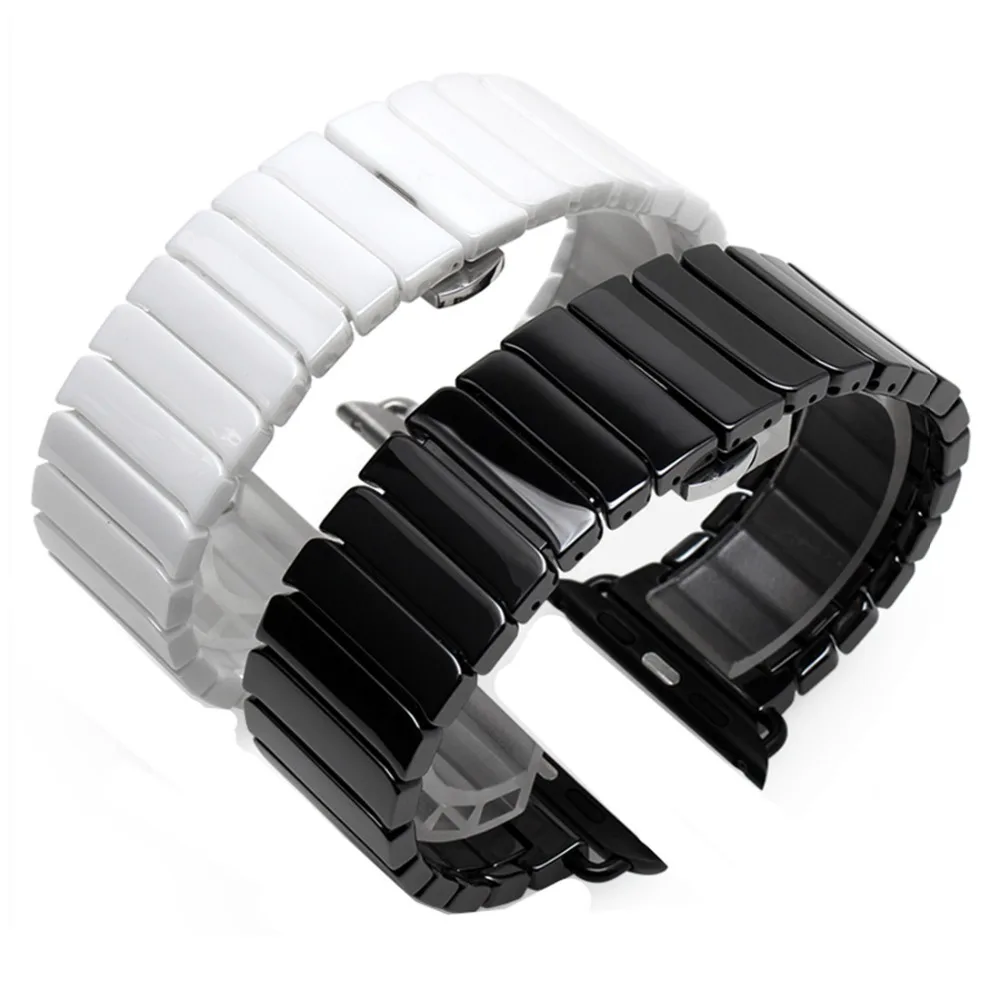 Scatola + Cinturino In Ceramica Per Cinturino Apple Watch 44Mm/40Mm 45Mm/41Mm Iwatch 42Mm/38Mm Correa Link Bracciale Apple Watch Series 7 4 3 Se 6 5