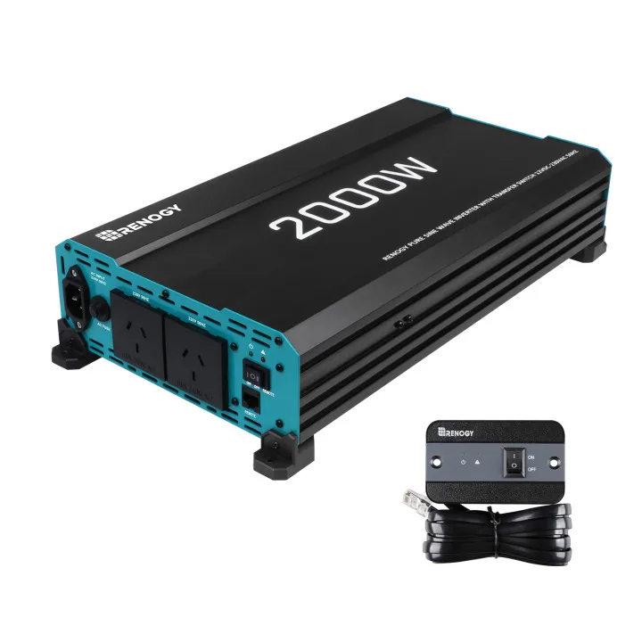 Renogy 2000W Inverter A Onda Sinusoidale Pura Convertitore Da 12V Cc A 240V Ca, Inverter Di Energia Solare Off-Grid Telecomando Porta Usb