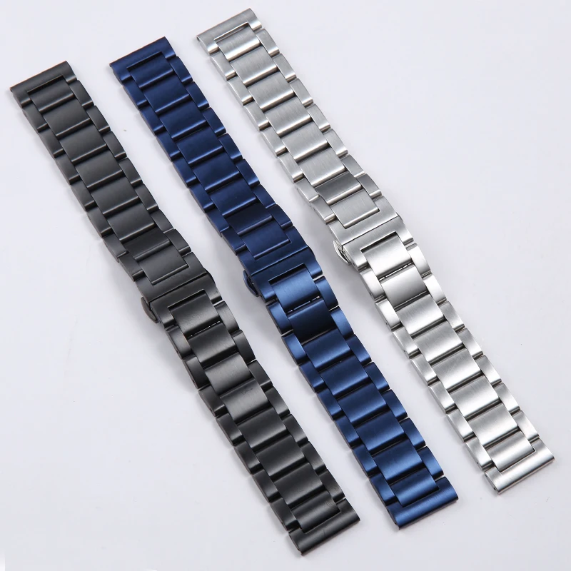 Universale 20 21 22 23Mm Blu Argento Nero Cinturino In Acciaio Inossidabile Solido Per Tag Huer Mido Breitling Bracciale In Metallo