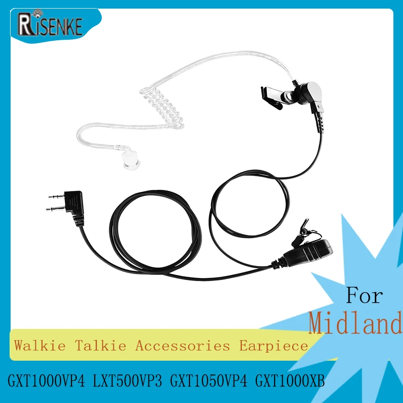 Risenke Walkie Talkie Auricolari Per Midland, Accessori Radio Auricolari Con Mic Tube, Gxt1000Vp4, Lxt500Vp3, Gxt1050Vp4, Gxt1000Xb