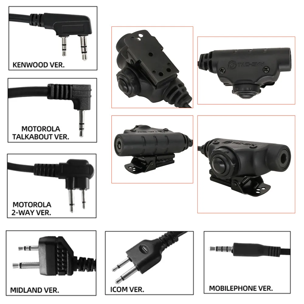 Tactical Ptt Airsoft Shooting Adattatore Per Cuffie Tattiche U94 V2 Ptt Per Cuffie Kenwood/Midland/Motorala/Icom Walkie-Talkie Ptt