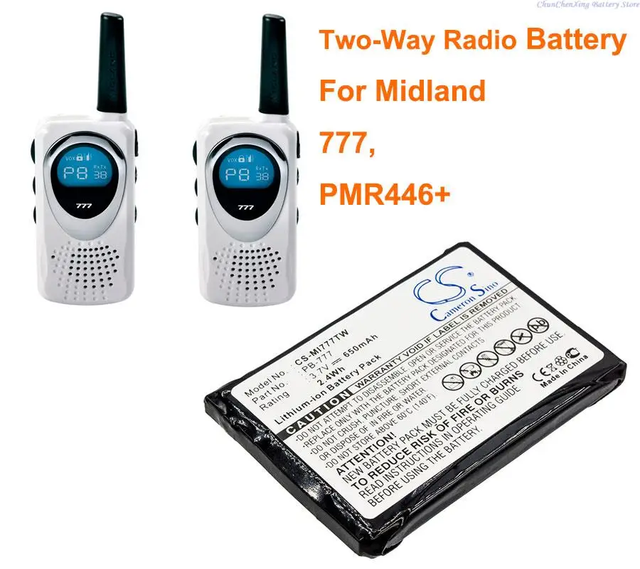 Batteria Radio Bidirezionale Orangeyu 650Mah Pb-777 Per Midland 777, Pmr446 + V