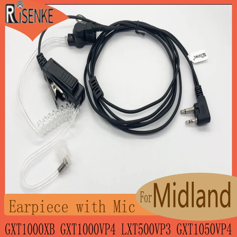 Risenke Walkie Talkies Accessori Auricolari Con Mic, Sicurezza Per Midland Gxt1000Xb, Gxt1000Vp4, Lxt500Vp3, Gxt1050Vp4