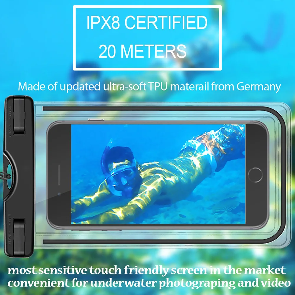 Per Lg G7 Thinq Custodia Subacquea Impermeabile Luminoso Smartphone Sacchetto Del Sacchetto Per Lg K10 2017 V5 5.3 Pollici Con Laccio Da Collo