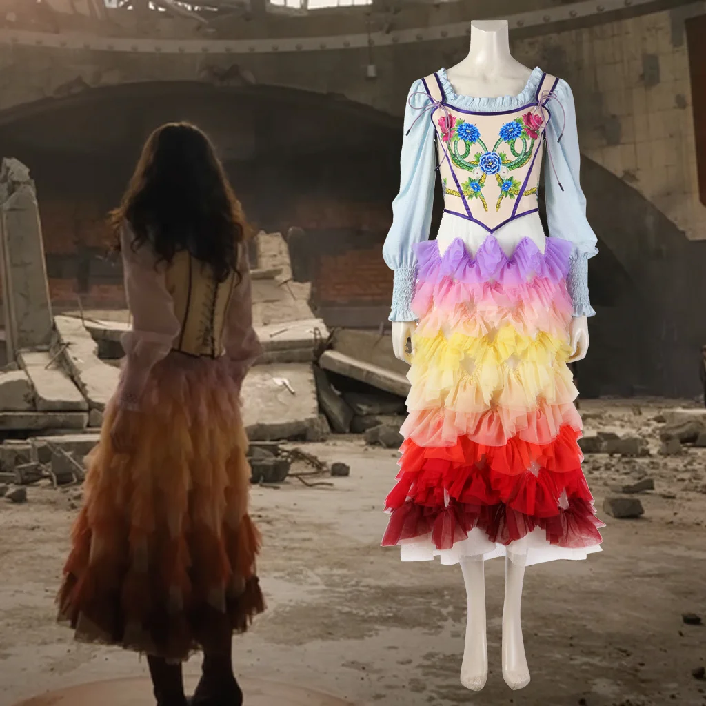 Film Delle Donne The Ballad Of Songbirds And Serpes Lucy Grey Bairds Coplay Costume Rainbow Dress Lucy Grey Bairds Ball Gown Outfits