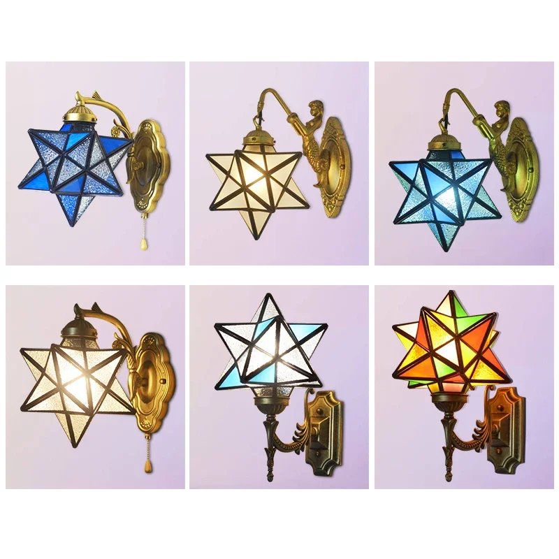Nordic Star Tiffany Lampada Da Parete Indoor Home Decor Soggiorno Bagno Vanity Mirror Light Outdoor Corridoio Balcone Luci Fixture