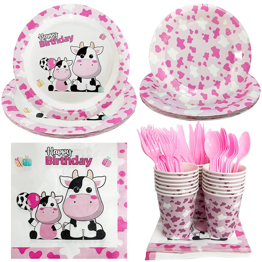 Zenon Farm Birthday Decoratio Pink Animal Cow Party Supplies Piatti Da Tavola Tovaglioli Per Tazze Tabllot Banner Balloons Baby Shower