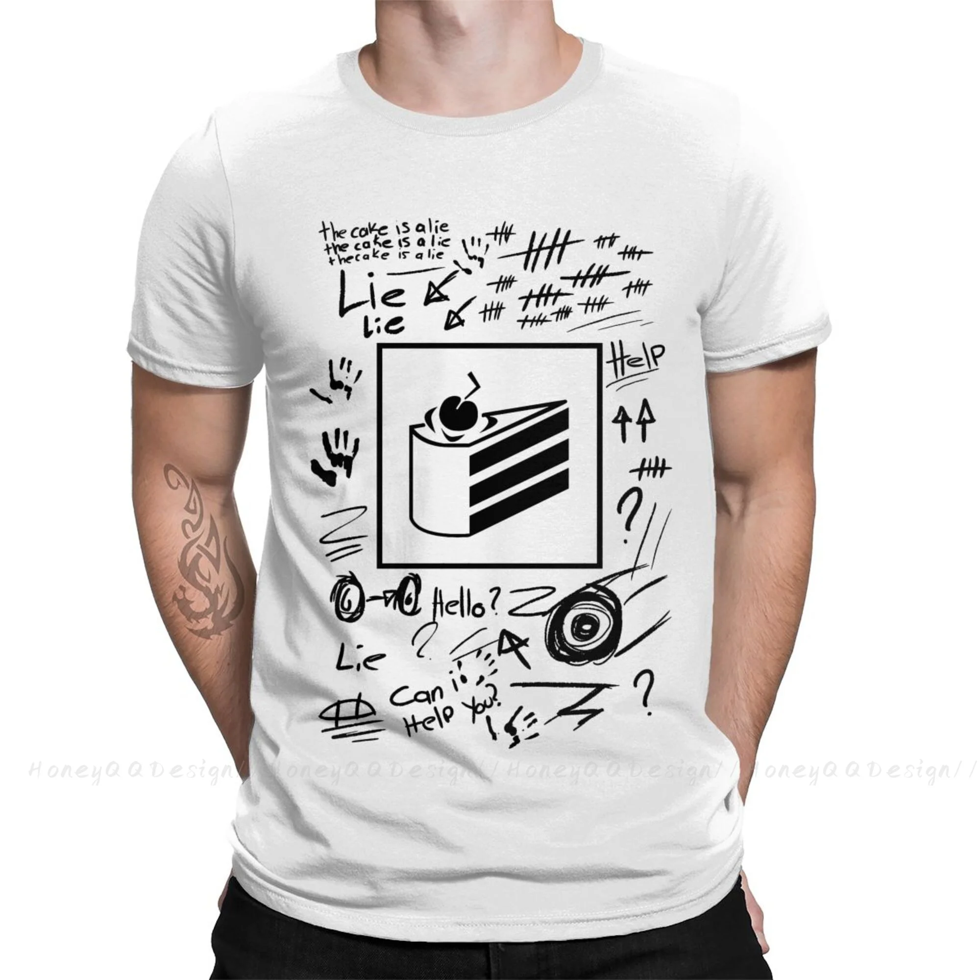 Portal 2 Glados Lie, Lie, Lie T-Shirt Uomo 100% Cotone Manica Corta Estiva Casual Plus Size Camicia Adulti