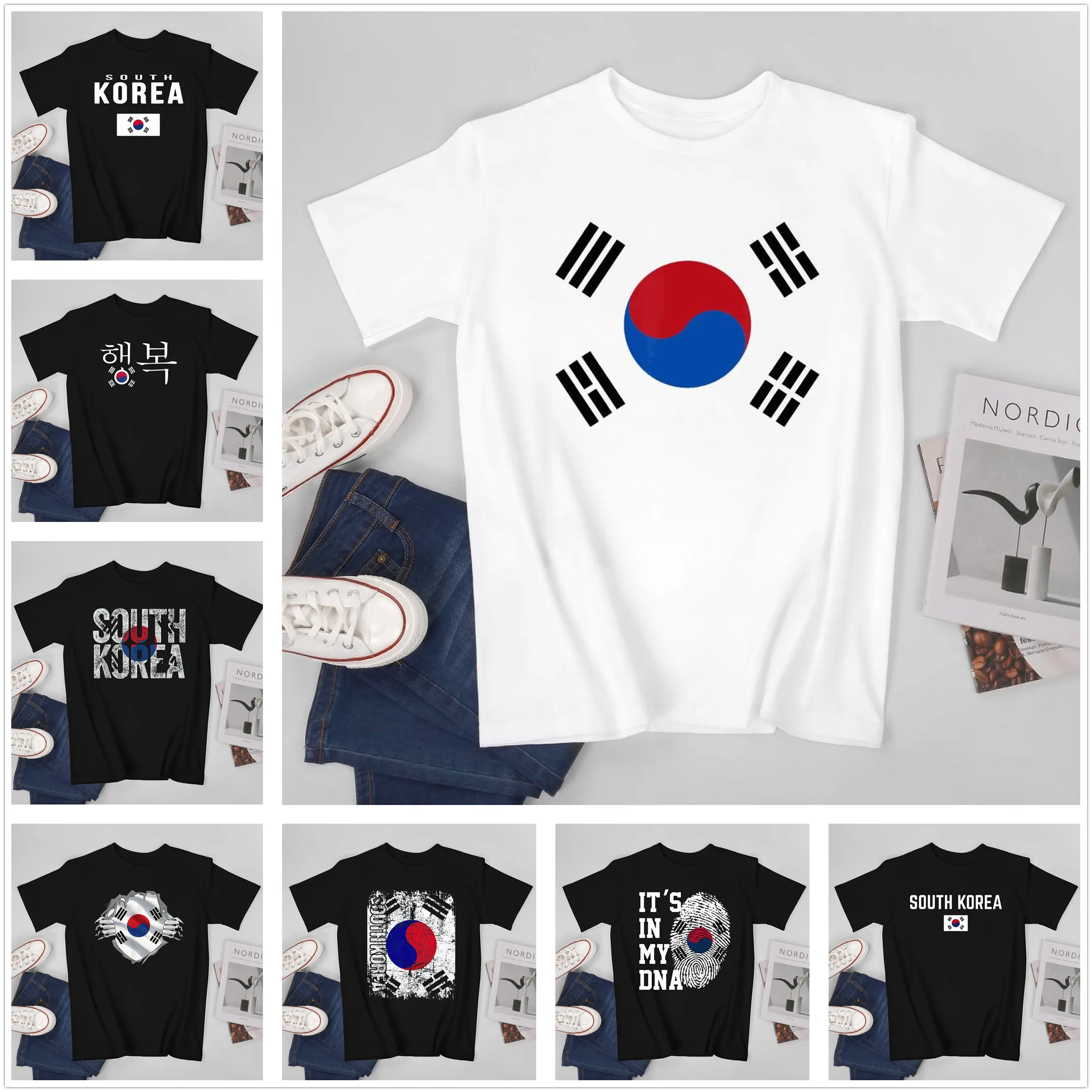 T-Shirt Da Uomo Bandiera Della Corea Del Sud Cool T-Shirt Fan Della Corea Del Sud T-Shirt Da Uomo 100% Cotone Xs-5Xl O-Collo Tshirt Moda Manica Corta