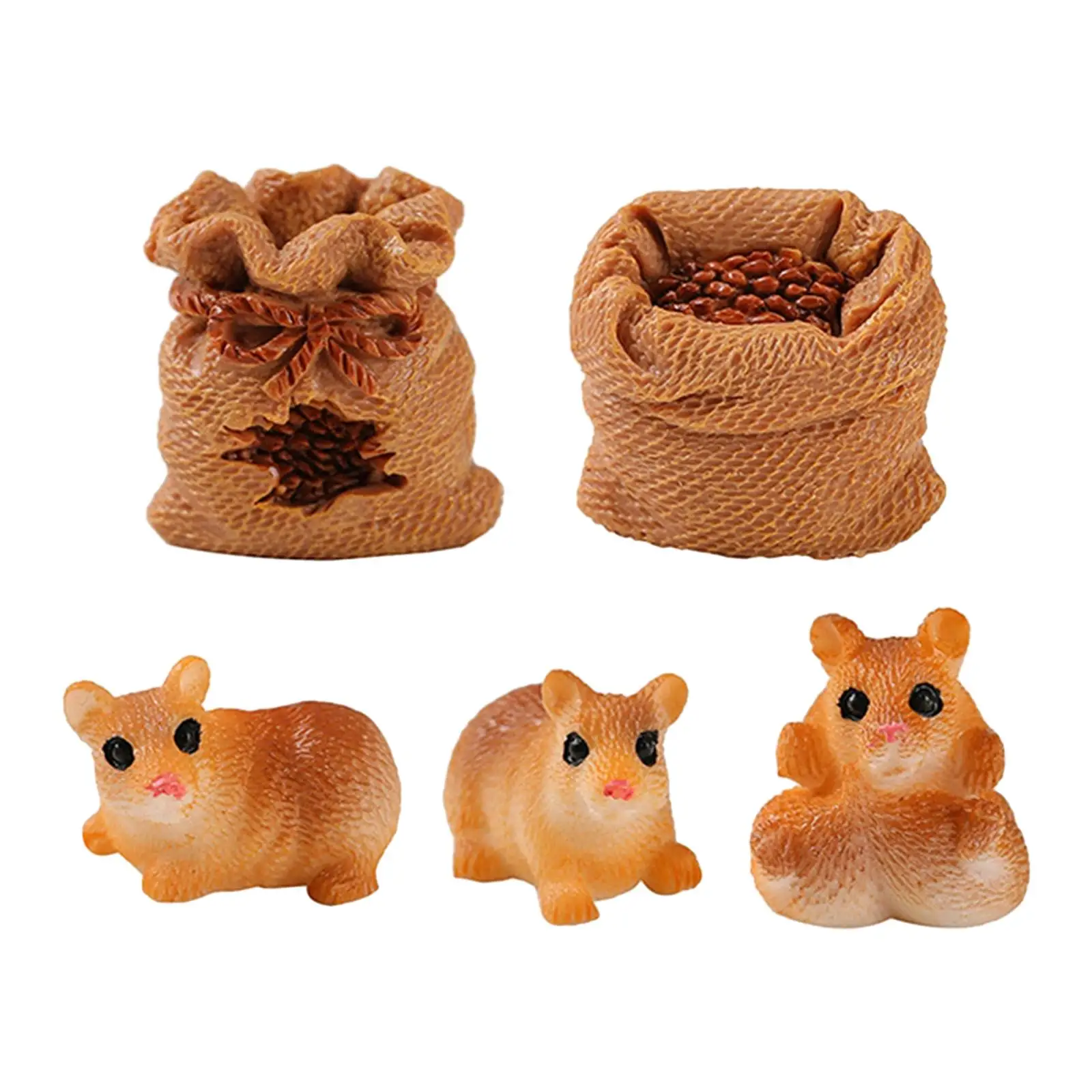 5Pcs Scoiattolo Gunny Bag Statue Scoiattolo Gunny Bag Decor Mini Statua Da Tavolo Per La Casa