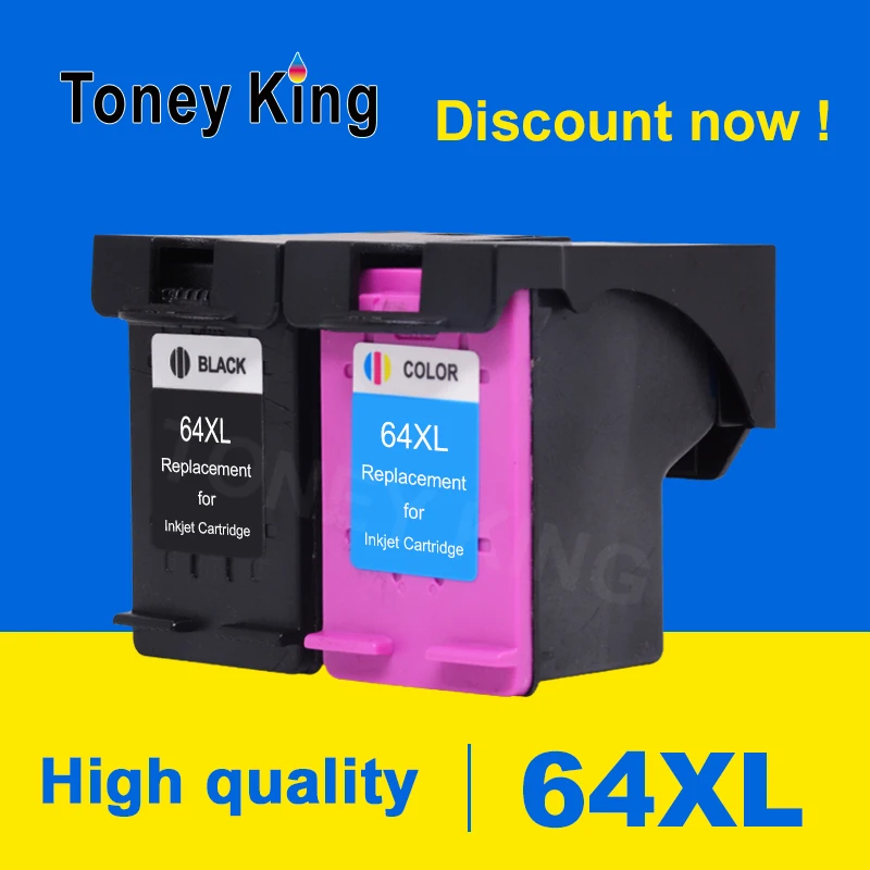 Cartuccia D'Inchiostro Toney King 64 Compatibile Per Hp 64Xl Per Hp64 Funziona Per Stampanti Hp Envy Photo 7800 7820 7822 7830 7855 7858 7864