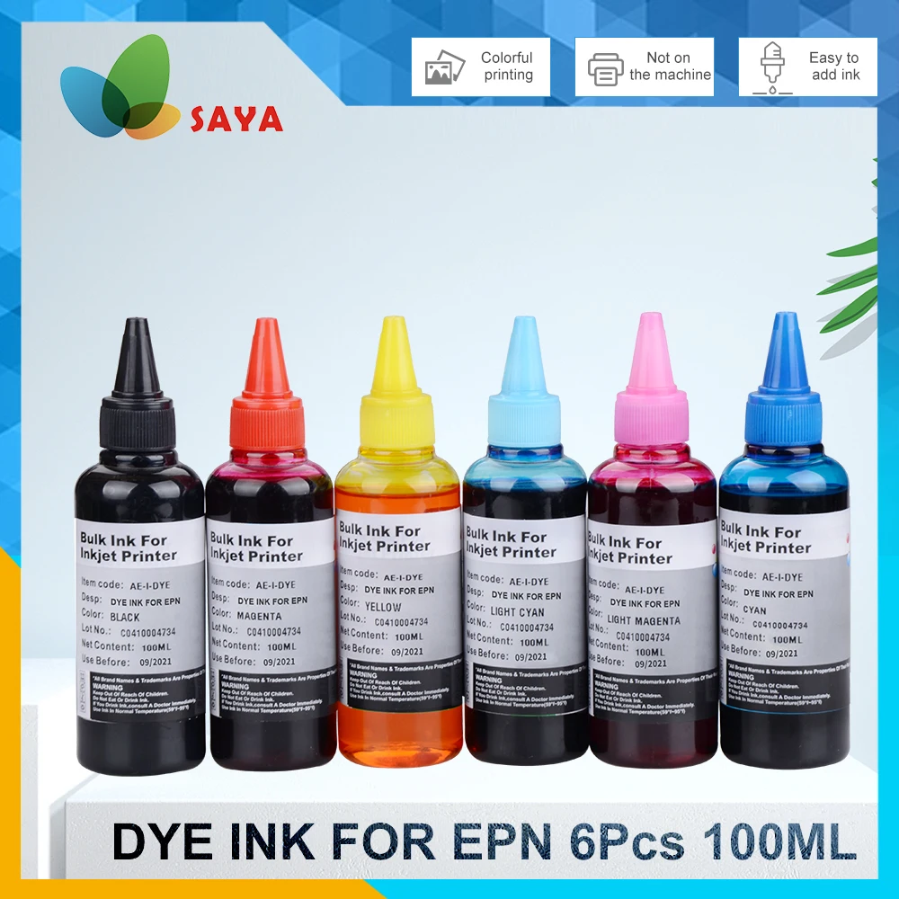 100Ml * 6Color Refill Dye Ink Universale Per Epson Hp Canon Brother Per Epson Stylus Photo T50 R290 R295 Xp-8500/ Xp-85 Stampante