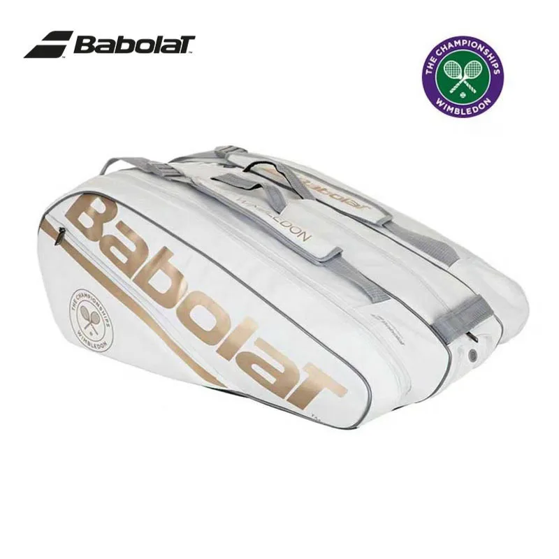 12 Racchette Borsa Da Tennis Babolat Di Grande Capacità 2023 Wimbledon White Gold 6R 12R Zaino Da Tennis Borsa Da Tennis Portatile Durevole Babolat