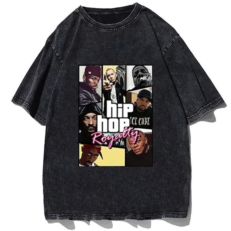 Royalty Dr Dre Eminem 2 Pac Biggie Rap Gods T Shirt Hip Hop Mens Felpe Maglietta Maschile Uomo Estate Cotone Abbigliamento Nero