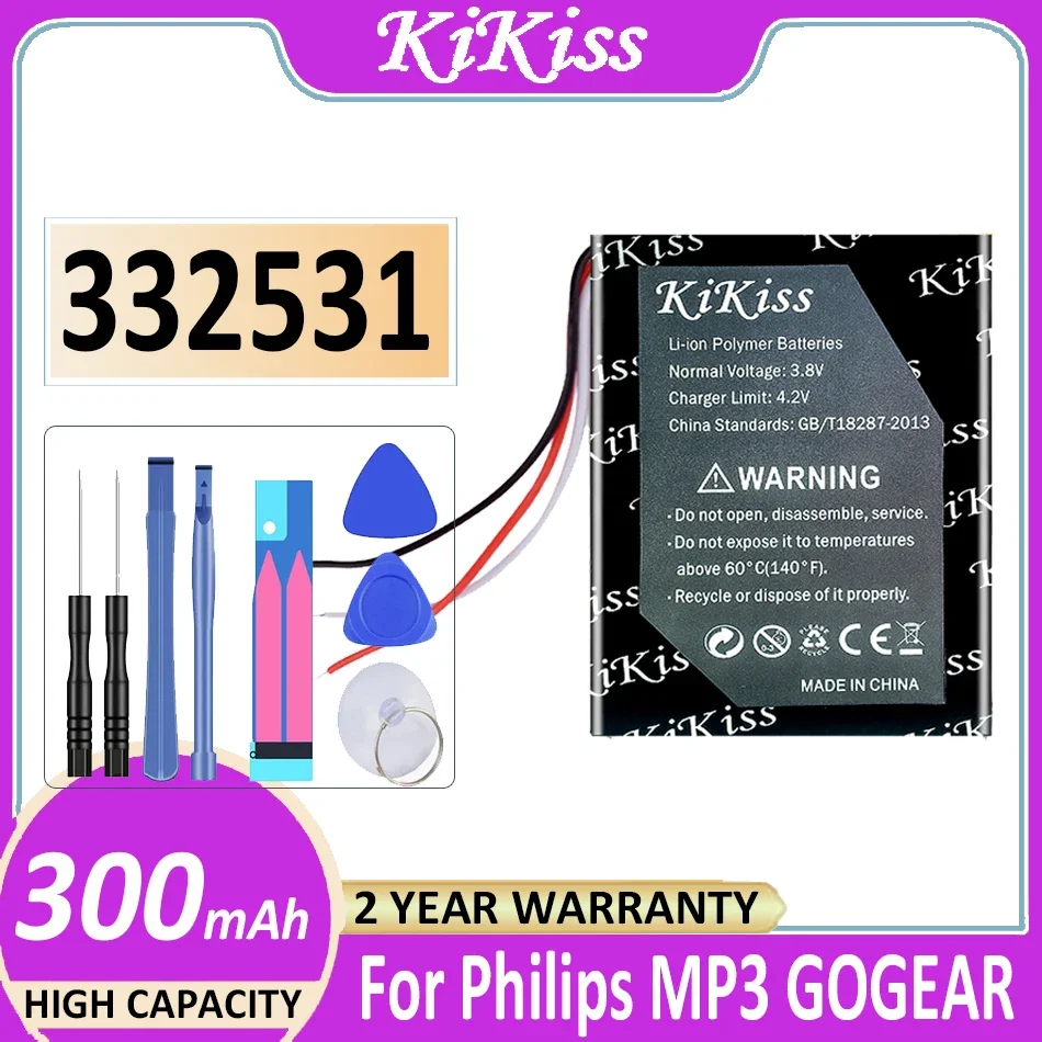 Batteria Kikiss 332531 300Mah Per Philips Mp3 Gogear Spark 2Gb 4Gb Bateria Digitale