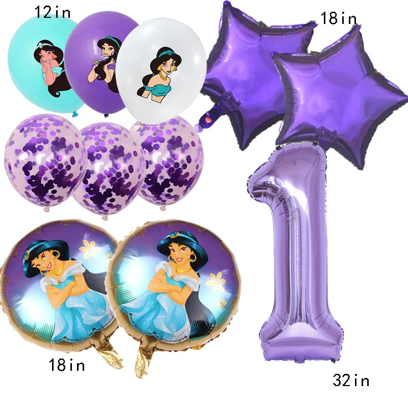 Disney Princess Jasmine Foil Balloon Forniture Per Feste Di Compleanno Baby Shower Welcome Decoration Ballon Arch Home Decor Girl Gift