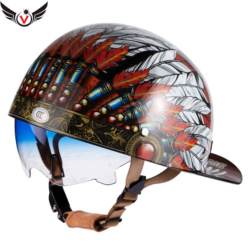 V Retro Half Scooter Casco Berretto Da Baseball Sicurezza Per Moto Harley Vintage Electric Cycling Moto Classic Fashion Caschi