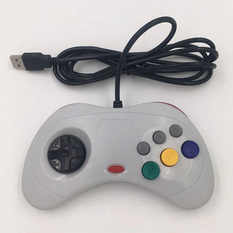 1Pc Nuovo Gamepad Usb Cablato Da 1.4M Controller Classico Joypad Per Saturn System Style Per Pc Sega Retro Palmare Di Giochi Md A 16 Bit