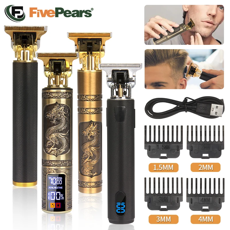 Fivepere Professional Haircut Machine 0 Mm,T9 Vintage Beard Trimmer Rasatura, Tagliacapelli Trimmer Per Uomo/Barbiere